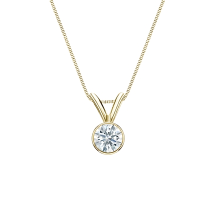 Natural Diamond Solitaire Pendant Hearts & Arrows-cut 0.20 ct. tw. (F-G, SI2, Ideal) 14k Yellow Gold Bezel