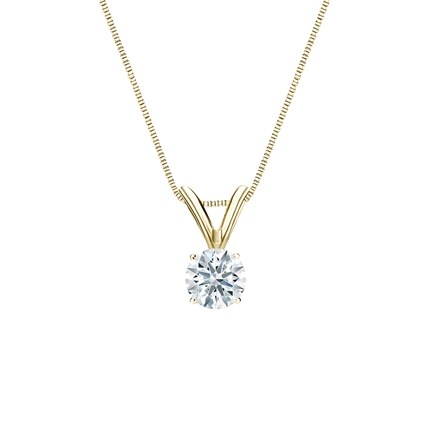Natural Diamond Solitaire Pendant Hearts & Arrows-cut 0.25 ct. tw. (F-G, SI1, Ideal) 18k Yellow Gold 4-Prong Basket