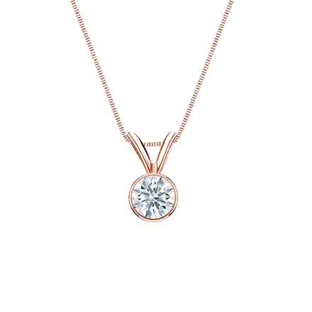 Natural Diamond Solitaire Pendant Hearts & Arrows-cut 0.25 ct. tw. (F-G, SI1, Ideal) 14k Rose Gold Bezel