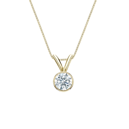 Natural Diamond Solitaire Pendant Hearts & Arrows-cut 0.25 ct. tw. (F-G, SI2, Ideal) 14k Yellow Gold Bezel