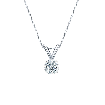Natural Diamond Solitaire Pendant Hearts & Arrows-cut 0.31 ct. tw. (G-H, SI1-SI2) 18k White Gold 4-Prong Basket