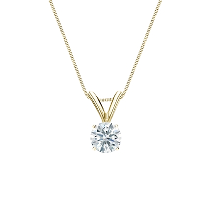 Natural Diamond Solitaire Pendant Hearts & Arrows-cut 0.31 ct. tw. (F-G, SI2, Ideal) 14k Yellow Gold 4-Prong Basket