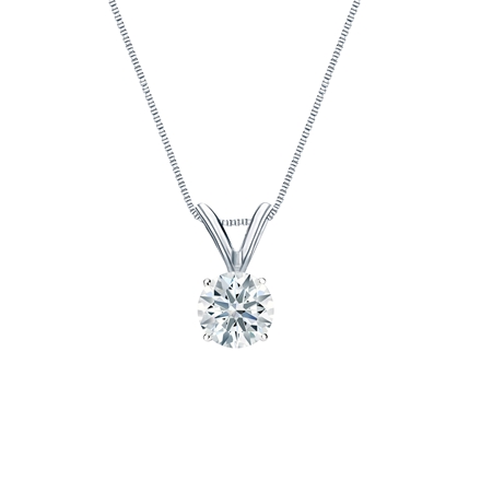 Natural Diamond Solitaire Pendant Hearts & Arrows-cut 0.38 ct. tw. (H-I, I1-I2) 14k White Gold 4-Prong Basket