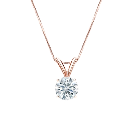 Natural Diamond Solitaire Pendant Hearts & Arrows-cut 0.50 ct. tw. (F-G, SI1, Ideal) 14k Rose Gold 4-Prong Basket