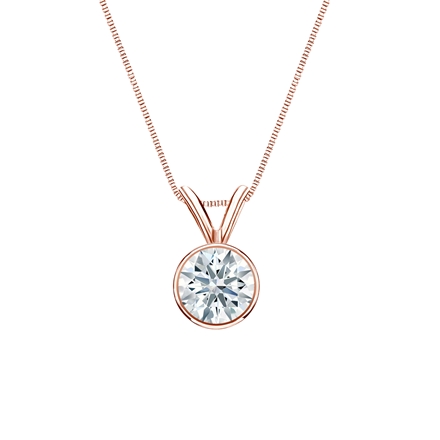 Natural Diamond Solitaire Pendant Hearts & Arrows-cut 0.50 ct. tw. (F-G, SI2, Ideal) 14k Rose Gold Bezel