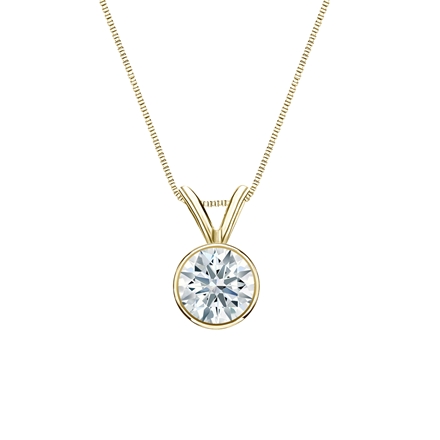 Natural Diamond Solitaire Pendant Hearts & Arrows-cut 0.50 ct. tw. (F-G, SI2, Ideal) 14k Yellow Gold Bezel