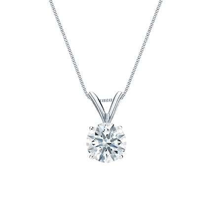 Natural Diamond Solitaire Pendant Hearts & Arrows-cut 0.63 ct. tw. (F-G, VS1-VS2) 14k White Gold 4-Prong Basket