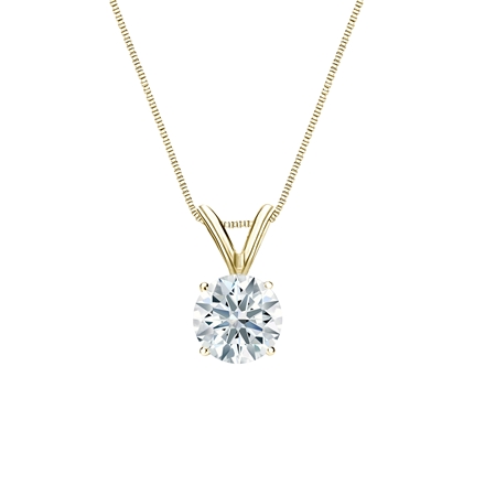 Natural Diamond Solitaire Pendant Hearts & Arrows-cut 0.63 ct. tw. (G-H, SI1-SI2) 18k Yellow Gold 4-Prong Basket