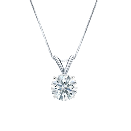 Natural Diamond Solitaire Pendant Hearts & Arrows-cut 0.75 ct. tw. (F-G, VS2, Ideal) 18k White Gold 4-Prong Basket