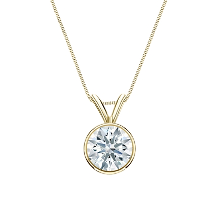 Natural Diamond Solitaire Pendant Hearts & Arrows-cut 0.75 ct. tw. (F-G, SI1, Ideal) 14k Yellow Gold Bezel