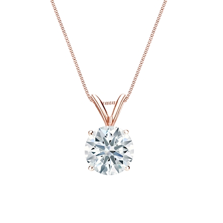 14k Rose Gold 4-Prong Basket Certified Hearts & Arrows Diamond Solitaire Pendant 1.00 ct. tw. (F-G, VS2)
