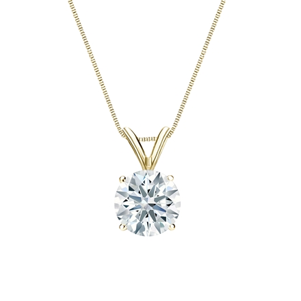 18k Yellow  Gold 4-Prong Basket Certified Hearts & Arrows Diamond Solitaire Pendant 1.00 ct. tw. (F-G, VS2)