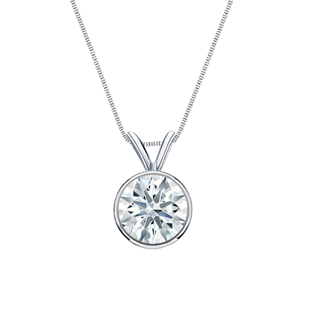 Natural Diamond Solitaire Pendant Hearts & Arrows-cut 1.00 ct. tw. (F-G, VS2, Ideal) Platinum Bezel