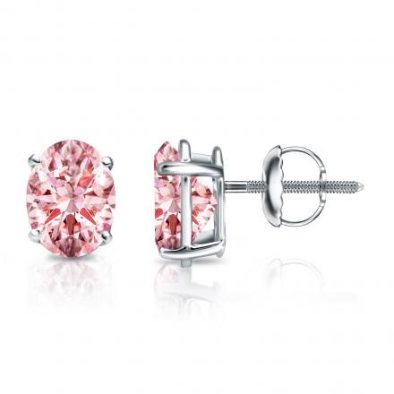 Gorgeous 1 ctw Lab Grown Pink Diamond Stud Earrings set in 14K