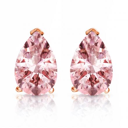 Lab Grown Diamond Stud Earrings Pear 1.45 ct.tw (Pink, VS) 14k Rose Gold 4-Prong Basket