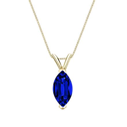 Lab Grown Gemstone Blue Sapphire Pendant Marquise 0.25 ct. tw. 18k Yellow Gold V-End Prong