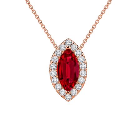 Lab Grown Gemstone Ruby Pendant Marquise 1.00 ct. tw. 14k Rose Gold Halo