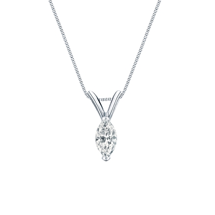 Natural Diamond Solitaire Pendant Marquise-cut 0.25 ct. tw. (I-J, I1) 14k White Gold V-End Prong