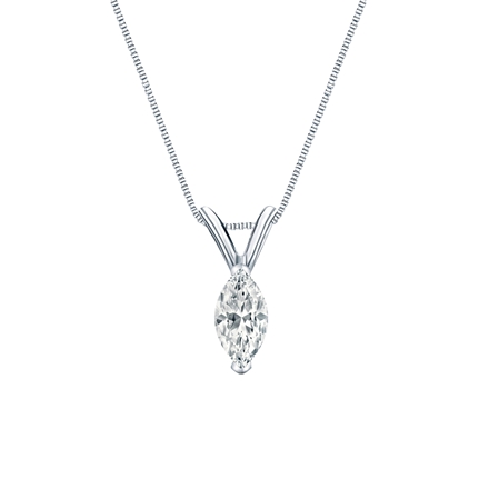 Natural Diamond Solitaire Pendant Marquise-cut 0.31 ct. tw. (G-H, SI1) 14k White Gold V-End Prong