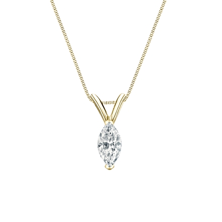 14k Yellow Gold V-End Prong Certified Marquise-Cut Diamond Solitaire Pendant 0.31 ct. tw. (I-J, I1)