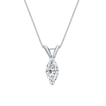 Natural Diamond Solitaire Pendant Marquise-cut 0.50 ct. tw. (G-H, SI1) 14k White Gold V-End Prong