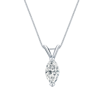 Natural Diamond Solitaire Pendant Marquise-cut 0.75 ct. tw. (H-I, SI1-SI2) Platinum V-End Prong