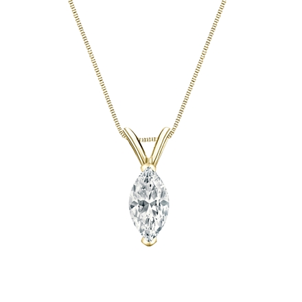 18k Yellow Gold V-End Prong Certified Marquise-Cut Diamond Solitaire Pendant 0.75 ct. tw. (G-H, VS1-VS2)