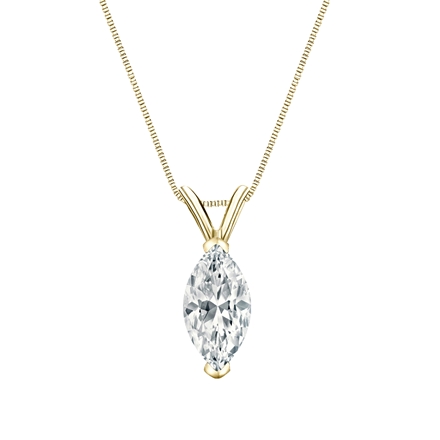 18k Yellow Gold V-End Prong Certified Marquise-Cut Diamond Solitaire Pendant 1.00 ct. tw. (G-H, VS1-VS2)