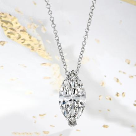 Lab Grown Diamond Solitaire Pendant Marquise 2.00 ct. tw. (G-H, VS) in 14k White Gold 4-Prong Basket