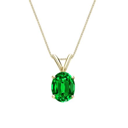 Lab Grown Gemstone Green Emerald Pendant Oval 0.25 ct. tw. 14k Yellow Gold 4-Prong Basket
