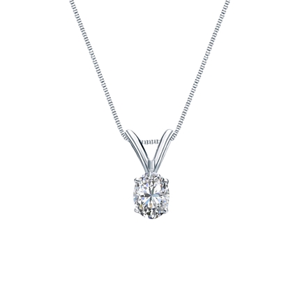 Natural Diamond Solitaire Pendant Oval-cut 0.25 ct. tw. (G-H, SI1) 14k White Gold 4-Prong Basket