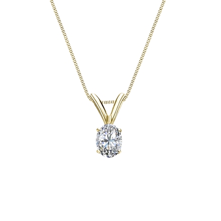 14k Yellow Gold 4-Prong Basket Certified Oval-Cut Diamond Solitaire Pendant 0.25 ct. tw. (I-J, I1)
