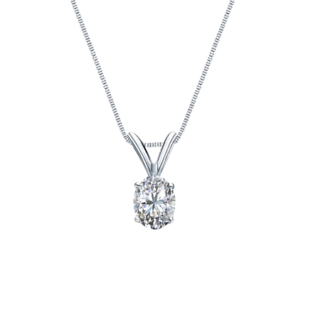 14k White Gold 4-Prong Basket Certified Oval-Cut Diamond Solitaire Pendant 0.31 ct. tw. (I-J, I1-I2)