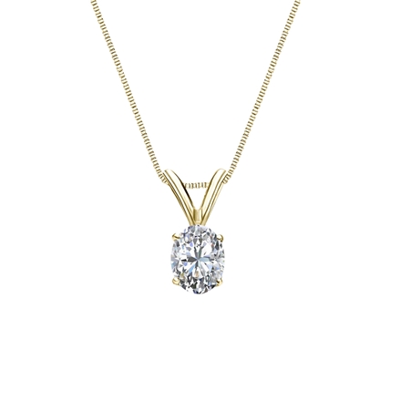 Natural Diamond Solitaire Pendant Oval-cut 0.31 ct. tw. (G-H, SI1) 14k Yellow Gold 4-Prong Basket