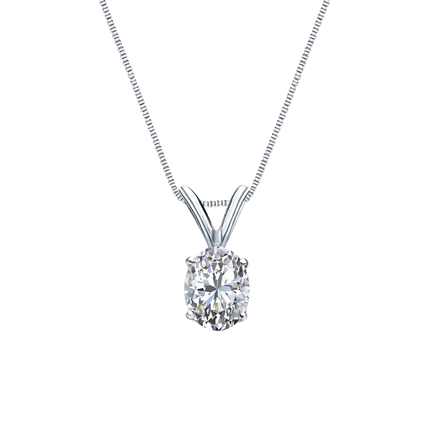 Natural Diamond Solitaire Pendant Oval-cut 0.38 ct. tw. (H-I, SI1-SI2) 14k White Gold 4-Prong Basket
