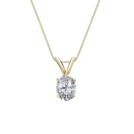 14k Yellow Gold 4-Prong Basket Certified Oval-Cut Diamond Solitaire Pendant 0.38 ct. tw. (I-J, I1-I2)