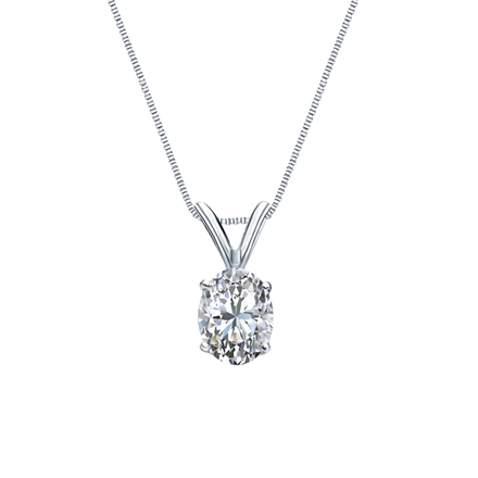 14k White Gold 4-Prong Basket Certified Oval-Cut Diamond Solitaire Pendant 0.50 ct. tw. (G-H, VS2)