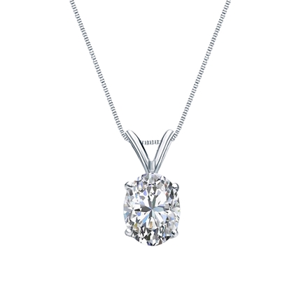 14k White Gold 4-Prong Basket Certified Oval-Cut Diamond Solitaire Pendant 1.00 ct. tw. (I-J, I1)