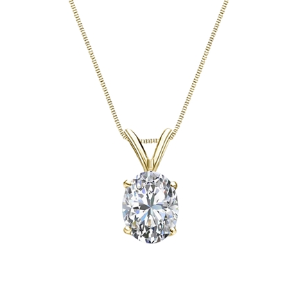 14k Yellow Gold 4-Prong Basket Certified Oval-Cut Diamond Solitaire Pendant 1.00 ct. tw. (G-H, VS1-VS2)