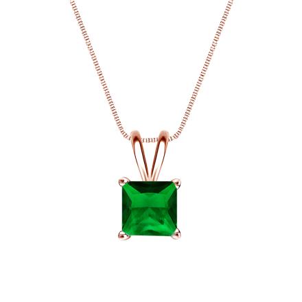 Lab Grown Gemstone Green Emerald Pendant Princess 2.00 ct. tw. 14k Rose Gold 4-Prong Basket