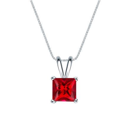 Lab Grown Gemstone Ruby Pendant Princess 3.00 ct. tw. Platinum 4-Prong Basket
