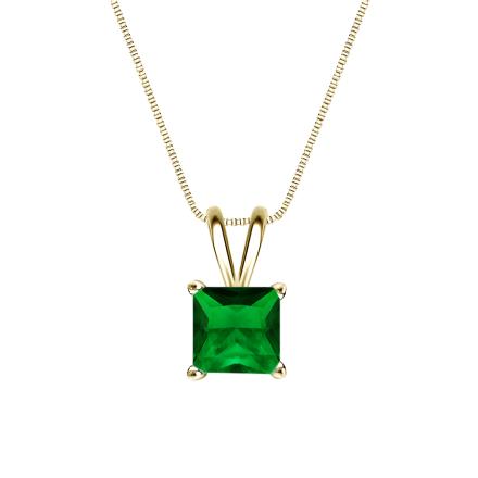 Lab Grown Gemstone Green Emerald Pendant Princess 3.00 ct. tw. 14k Yellow Gold 4-Prong Basket