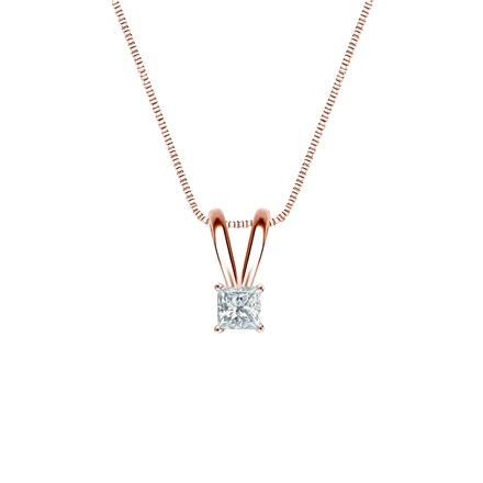 Natural Diamond Solitaire Pendant Princess-cut 0.13 ct. tw. (I-J, I1-I2) 14k Rose Gold 4-Prong Basket