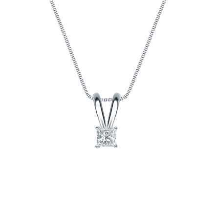 Natural Diamond Solitaire Pendant Princess-cut 0.13 ct. tw. (G-H, SI1) 14k White Gold 4-Prong Basket