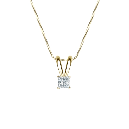 Natural Diamond Solitaire Pendant Princess-cut 0.13 ct. tw. (G-H, VS2) 18k Yellow Gold 4-Prong Basket