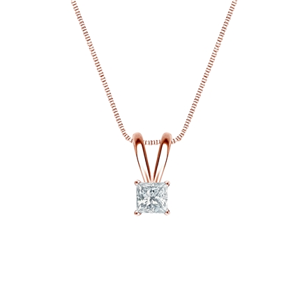 Natural Diamond Solitaire Pendant Princess-cut 0.17 ct. tw. (G-H, VS1-VS2) 14k Rose Gold 4-Prong Basket