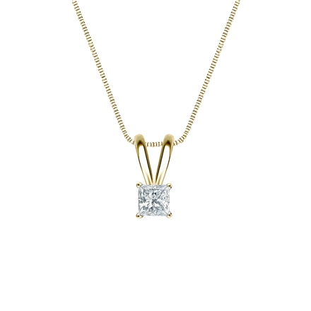 Natural Diamond Solitaire Pendant Princess-cut 0.17 ct. tw. (H-I, SI2) 14k Yellow Gold 4-Prong Basket