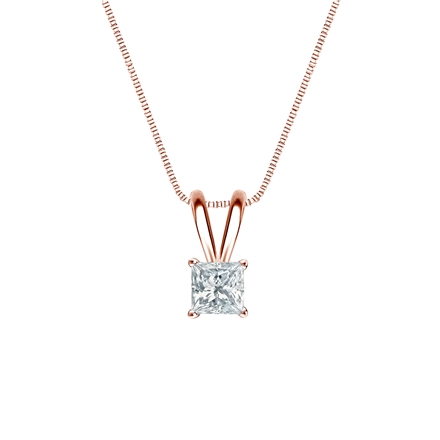 Natural Diamond Solitaire Pendant Princess-cut 0.20 ct. tw. (I-J, I1-I2) 14k Rose Gold 4-Prong Basket