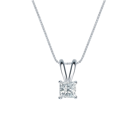 Natural Diamond Solitaire Pendant Princess-cut 0.20 ct. tw. (I-J, I1) 14k White Gold 4-Prong Basket