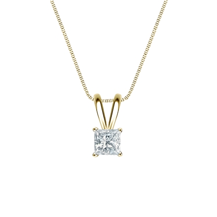 14k Yellow Gold 4-Prong Basket Certified Princess-Cut Diamond Solitaire Pendant 0.20 ct. tw. (I-J, I1-I2)